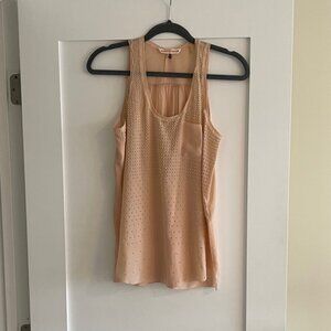 Rebecca Taylor Blush Silk Top with Gold Grommets